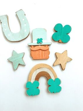 Wooden St. Patrick's Day Decorative Set - Teal & Mint